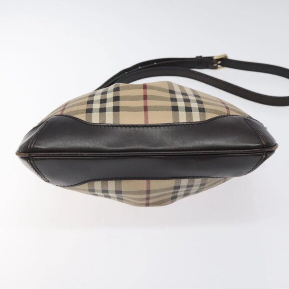 BURBERRY Nova Check Shoulder Bag PVC Beige Gold Auth 118306 - Picture 7 of 16